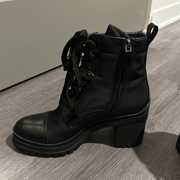 PRADA Brushed Leather and Re-Nylon Laced Booties - Picture 12 of 16